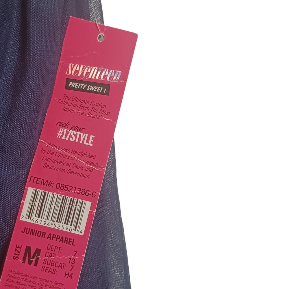 SEVENTEEN Navy Blue Tulle Tutu A Line Fit & Flare Stretchy Skirt M Juniors M NWT - Picture 3 of 7